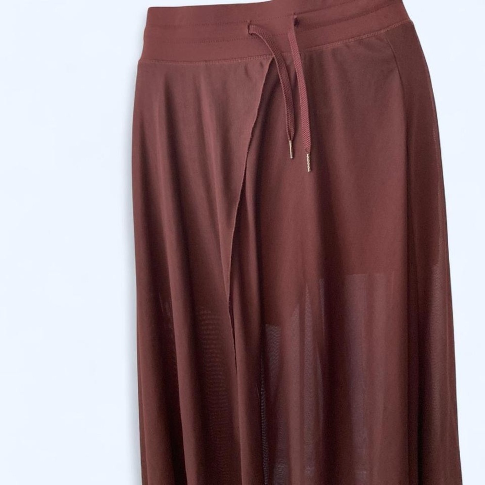 Burgundy sheer maxi skirt & inside shorts approx size 10